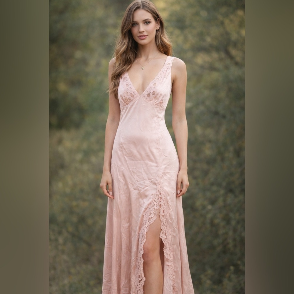 Vintage Lace Evening Gown Slip Dress - Picture 1 of 10